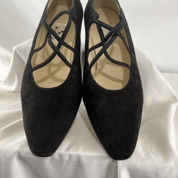 Career Moves Avila Vintage 90s Suede Ballerina Block Heel Shoes - Picture 6 of 14